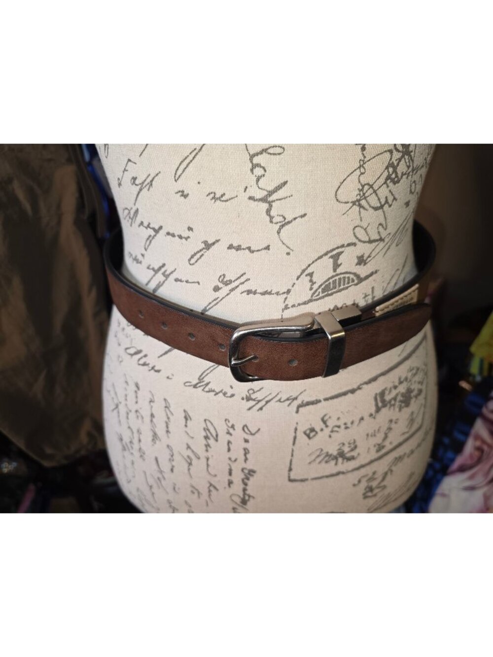 Brown Synthetic Leather Belt With Silver Buckle Size M (26-28 Inches) Durable &